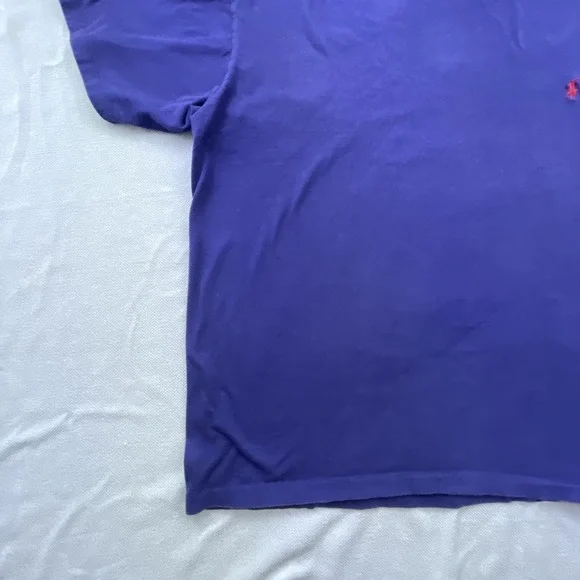Polo Ralph Lauren Shirt Mens LARGE Purple V-Neck RED Pony Logo T-Shirt Casual - Picture 6 of 13
